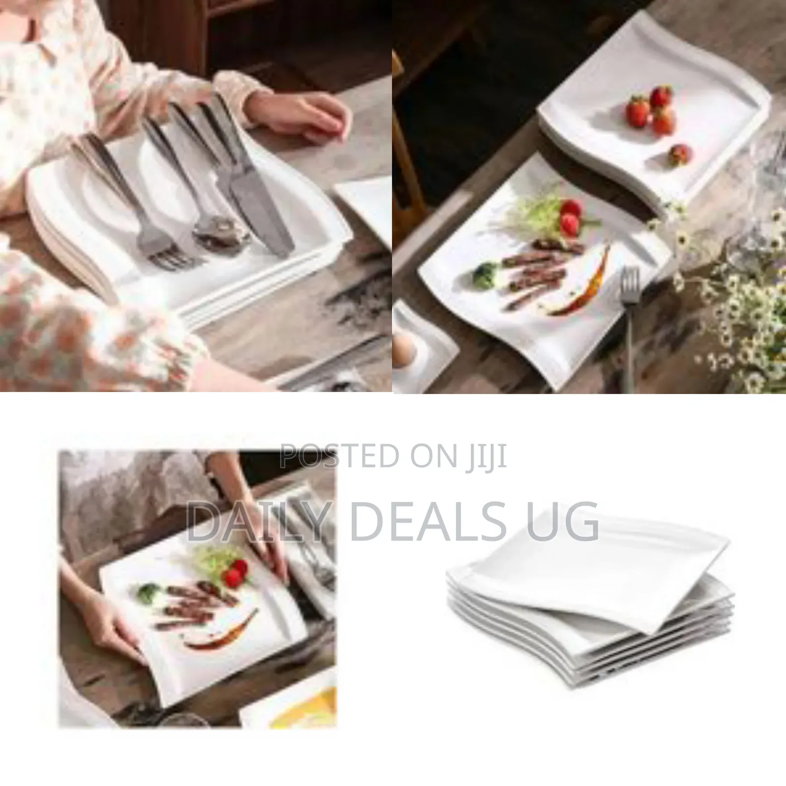 6 Piece Set of Large Square Melamine Plates