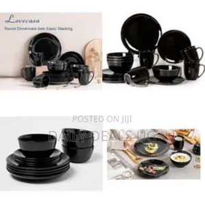 16-Piece Lovecasa Round Black Dinnerware Set - Black