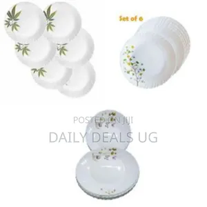 Set of 6 Snow White Curved Ceramic Dinner Plates