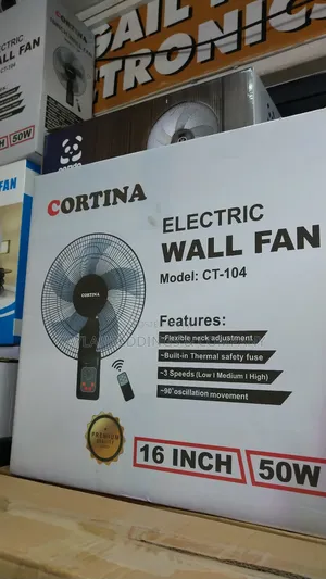 Cortina Remote Control 5 Blade Oscillation Wall Fan High Air Flow