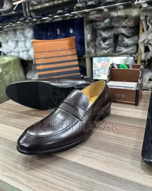 Original Men’S Dark Tan Renato Castello Leather Penny Loafers