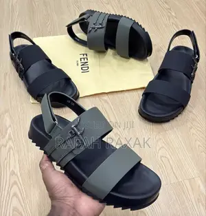 Original Men’S Fendi Roma Ankle Strap Leather Sandals