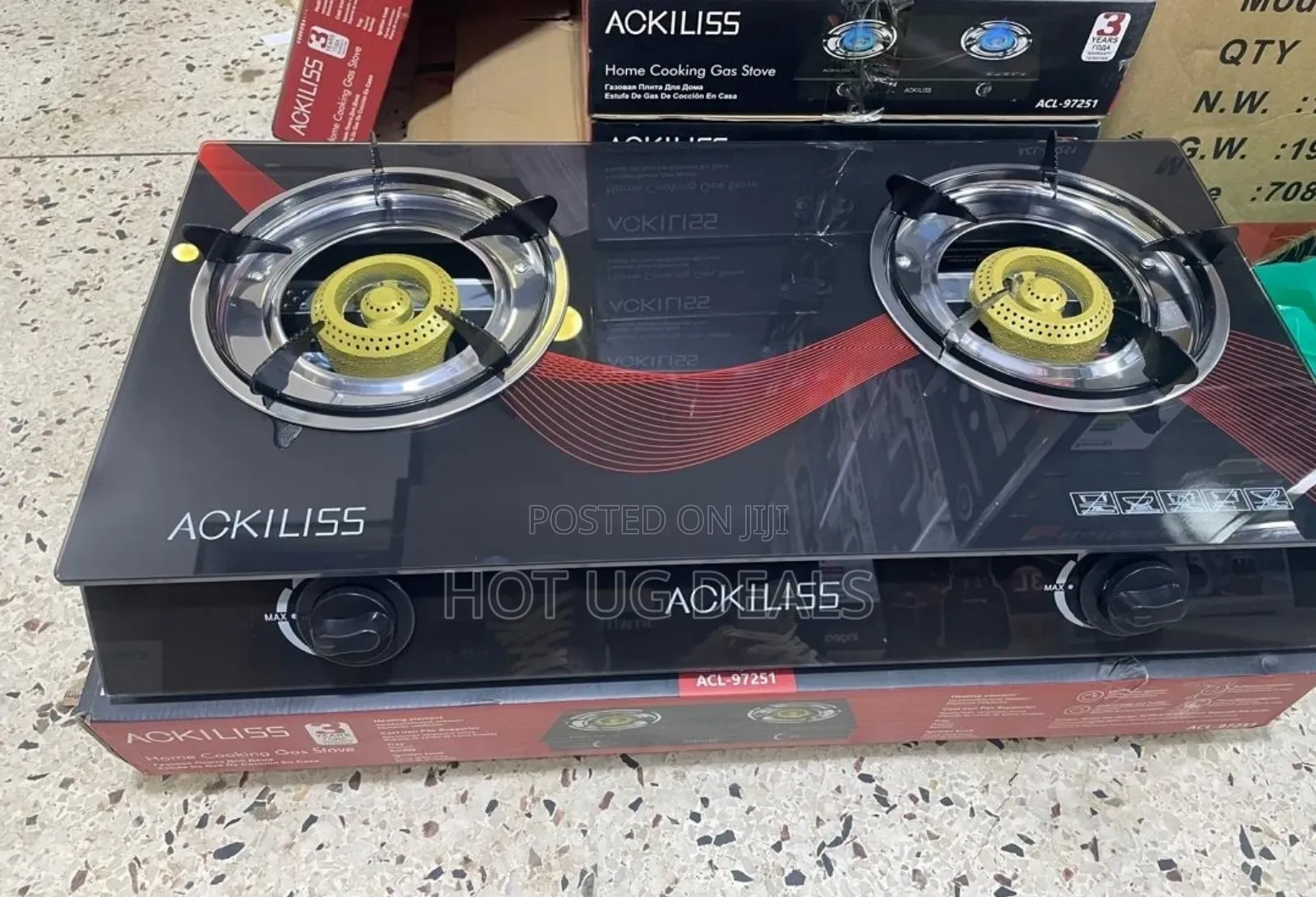 Two Double Gas Stove Burner With Glasstop