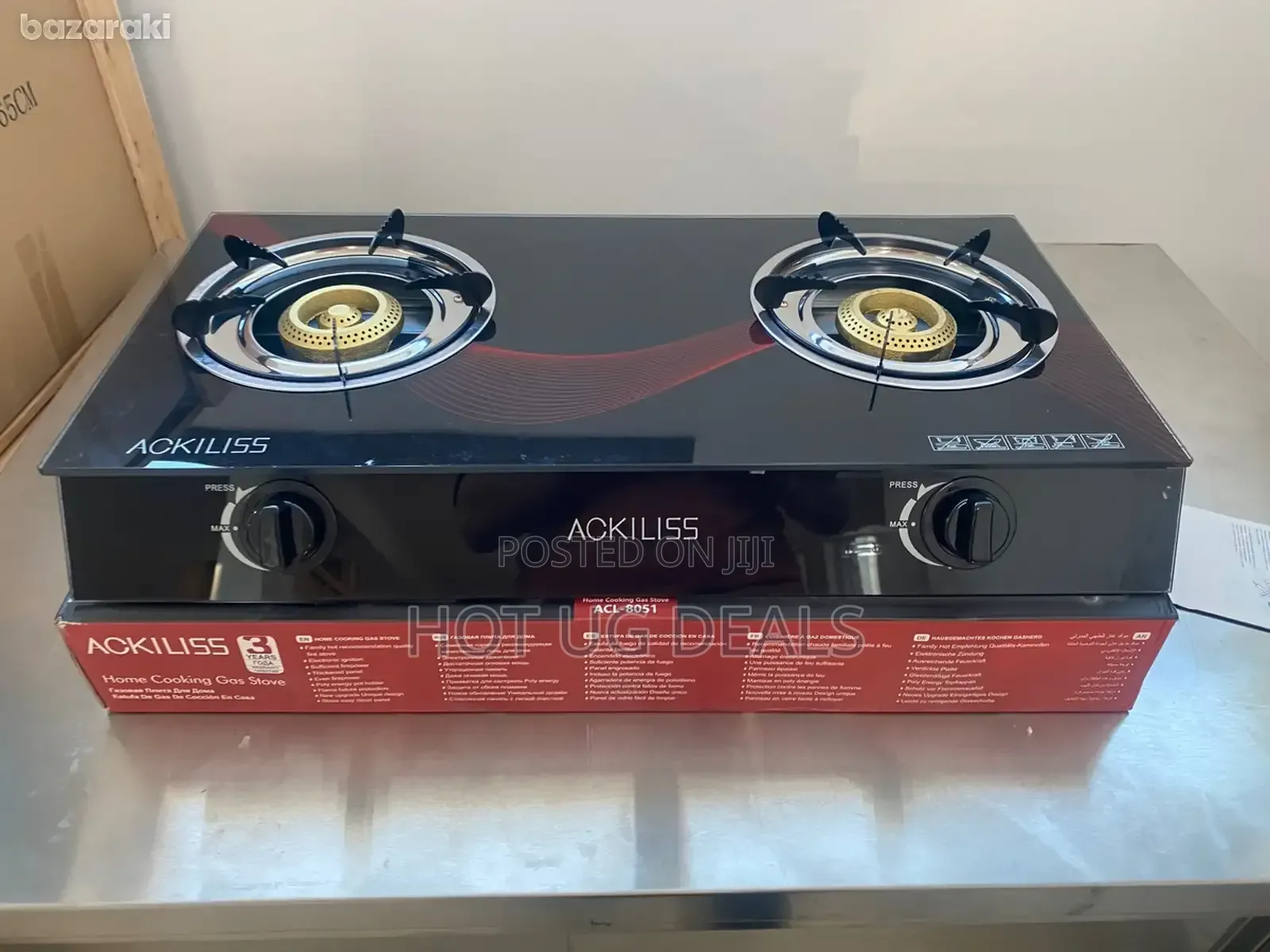 Two Double Gas Stove Burner With Glasstop