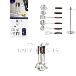 Stainless Steel Kitchen Utensil Set With Rotating Stand - Multicolor