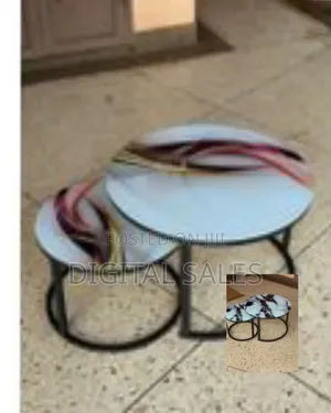 2-in-1 Modern Nesting Round Side Tables With Faux Marble Glass Top