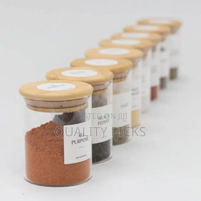6 PCS Glass Spice Jars With Bamboo Airtight Lids