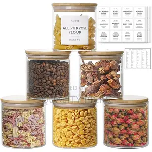 6 PCS Glass Spice Jars With Bamboo Airtight Lids