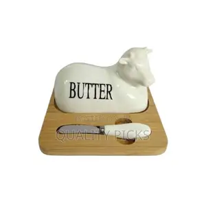 Breeder Ceramic Cow Butter Tray Porcelain Sealing Butter Dish