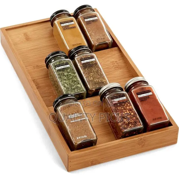 3 Tier Spice Rack Drawer Organizer Tray Bamboo