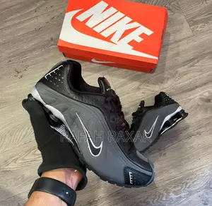 Original Black/Metallic Silver Nike Shox R4 Sneakers