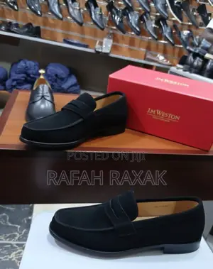 Original Black Suede J.M.Weston Penny Loafers