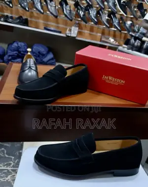 Original Black Suede J.M.Weston Penny Loafers