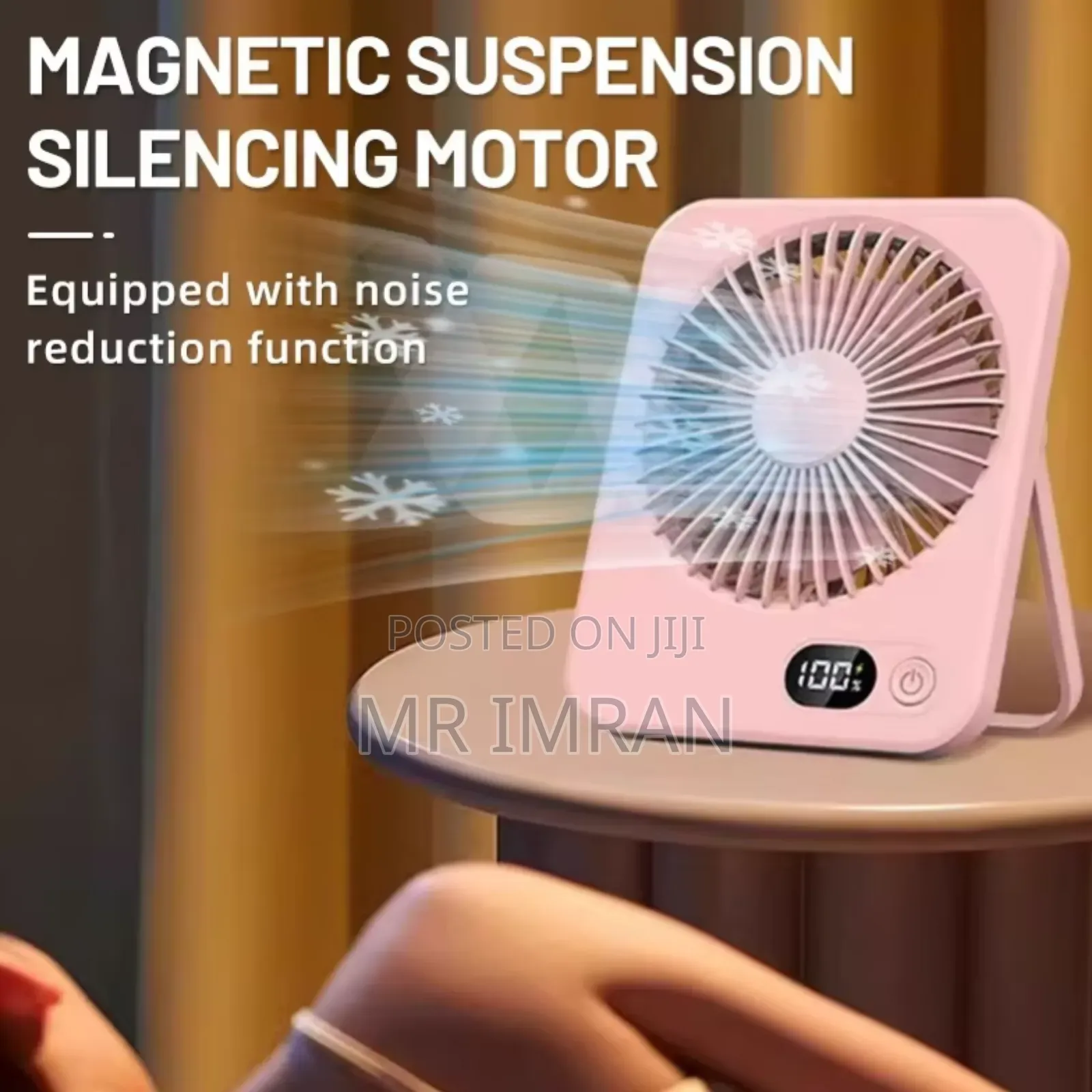 Portable, Usb-Rechargeable Mini Desk Fan With a Digital Display