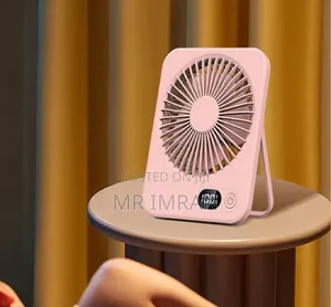 Portable, Usb-Rechargeable Mini Desk Fan With a Digital Display