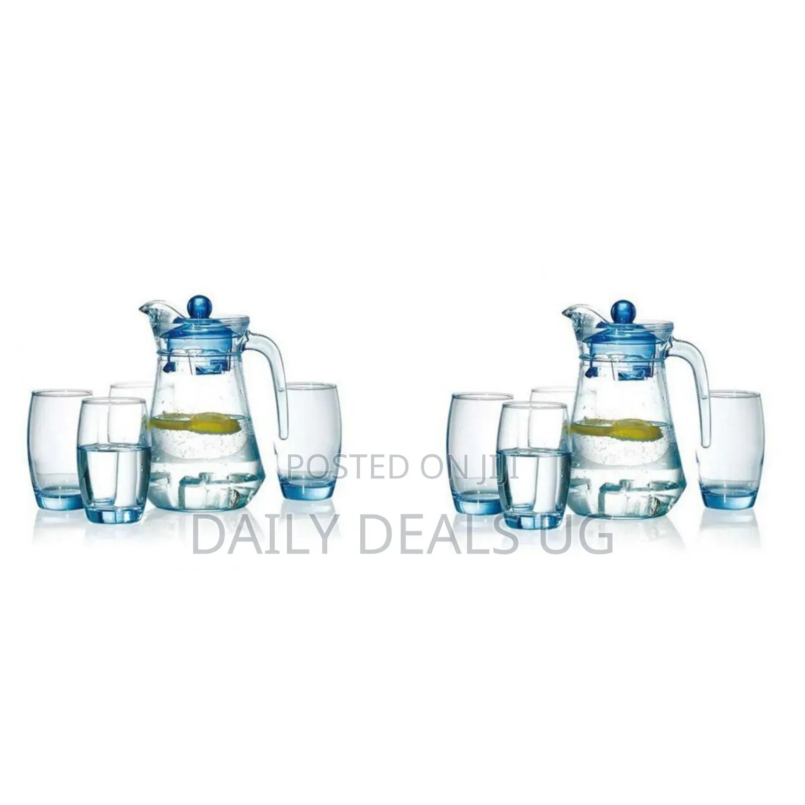 4 Drinking Glasses Plus 1 Glass Jug-Transparent