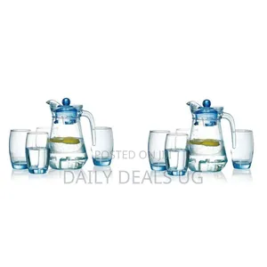 4 Drinking Glasses Plus 1 Glass Jug-Transparent
