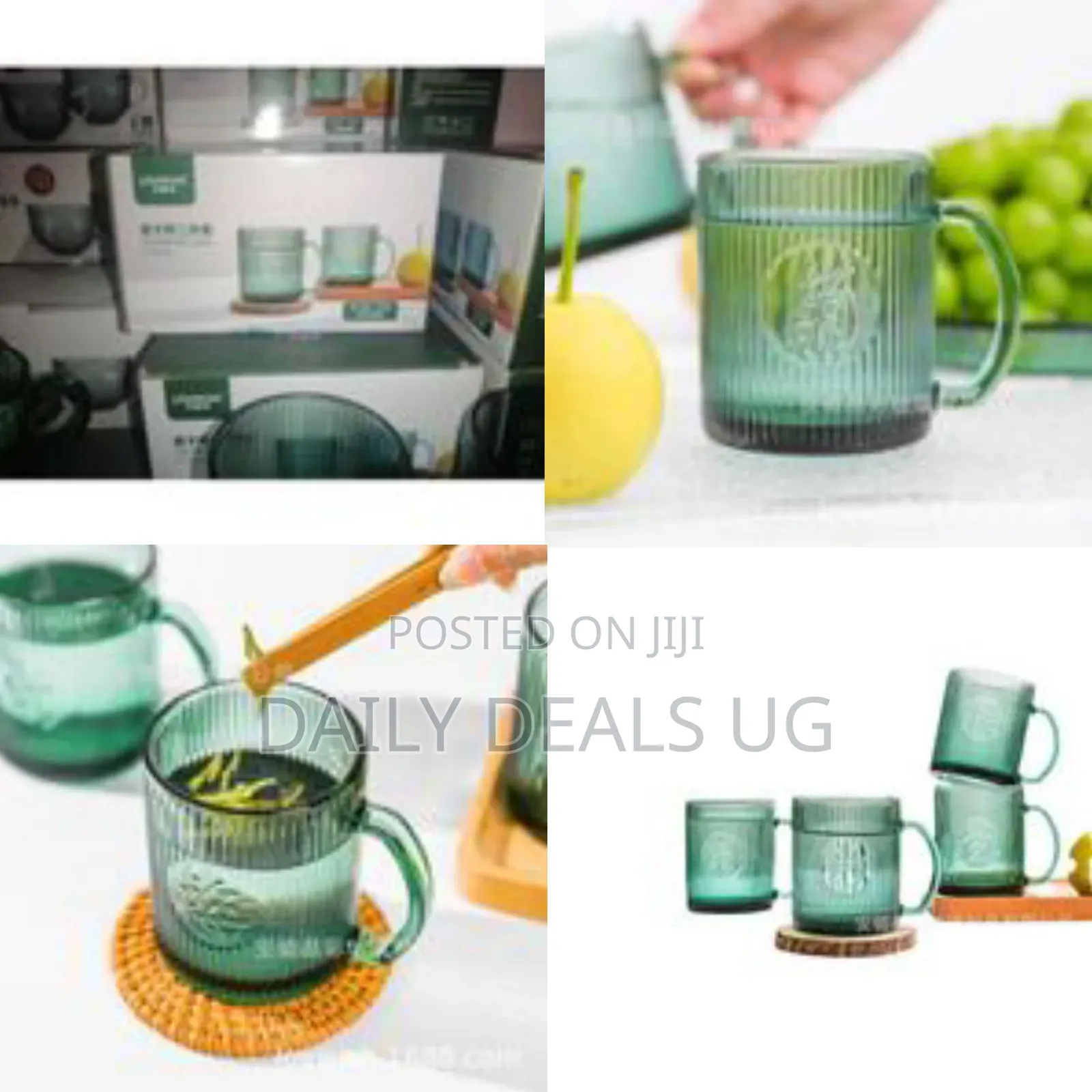 Elegant Ribbed Glass Mug Set (Two-Piece) - Multicolor