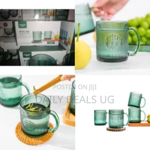 Elegant Ribbed Glass Mug Set (Two-Piece) - Multicolor