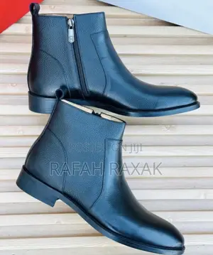 Original Men’S Black Leather Zara Zip-up Chelsea Boots
