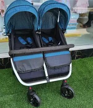 An Oem P- 798 Double Baby Stroller in Blue and Black