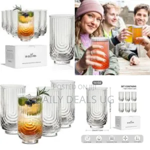 6-Piece of Clear Textured Highball Glasses / Juice Tumblers