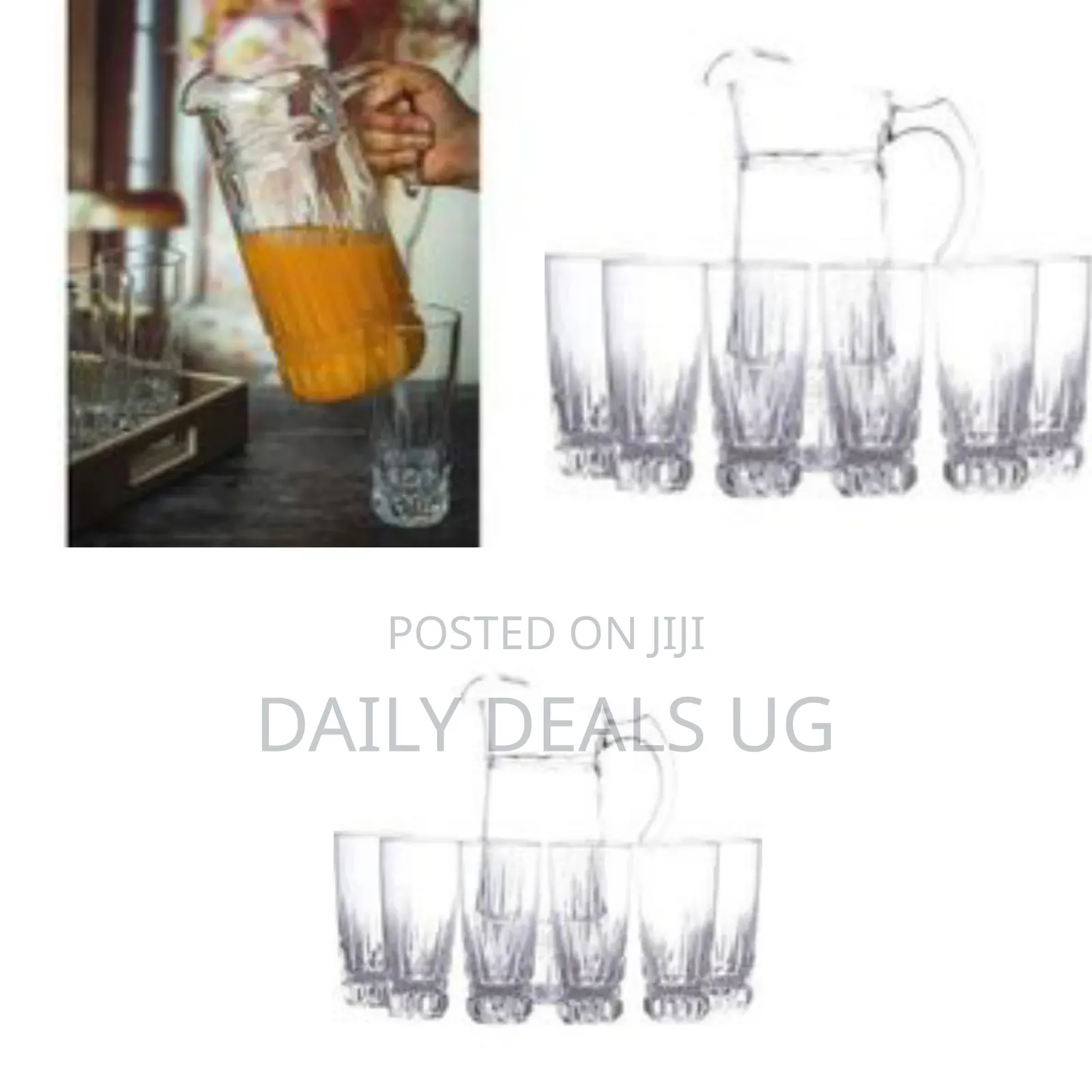 Elegant Clear Glass Pitcher and Tumbler Set - Clear