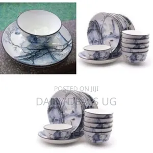 Set of 12 Ceramic Dinner Plates and Bowls