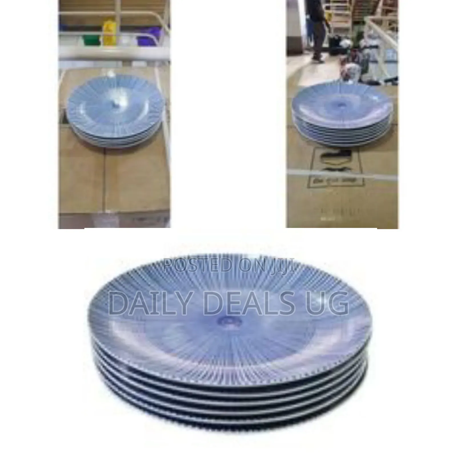 6 Piece Set of Ceramic Dinner Plates - Blue