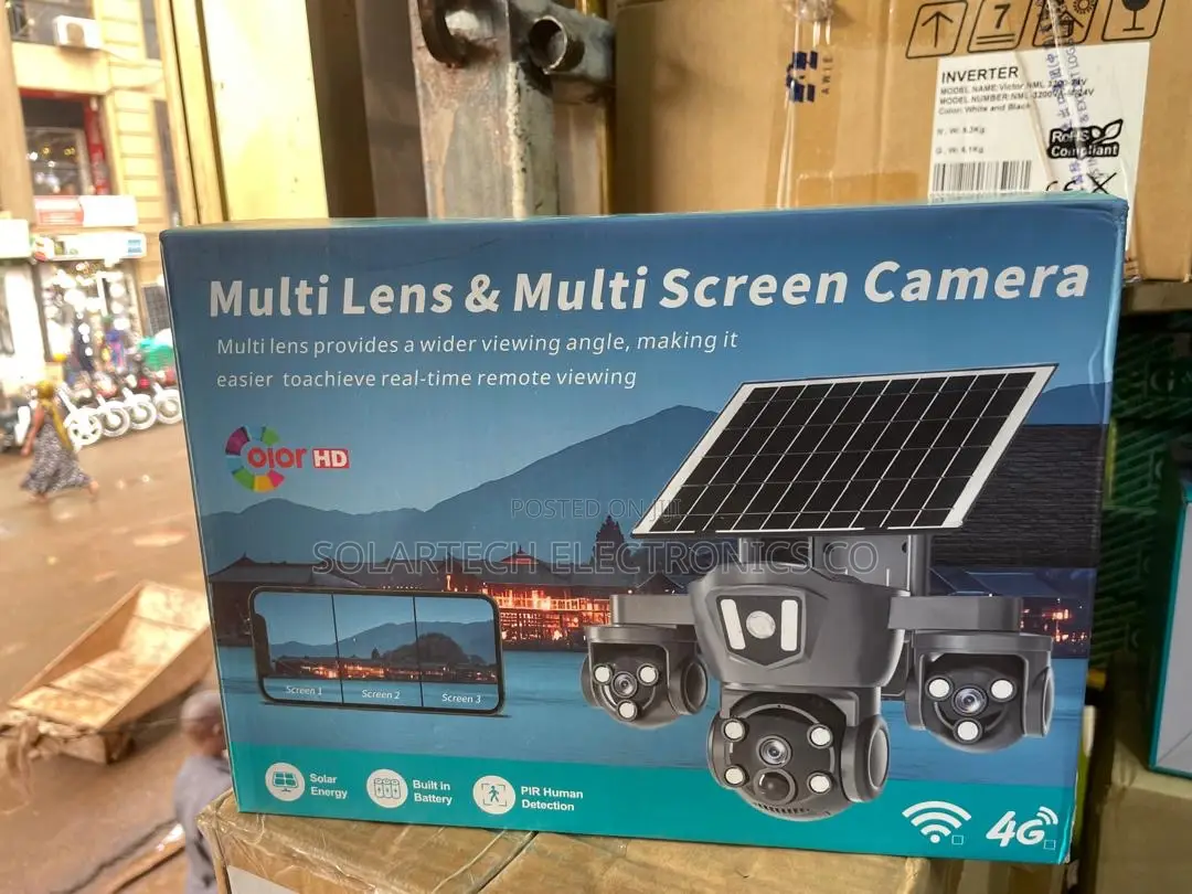 Multi-Lens Solar Security Camera With Triple View Display