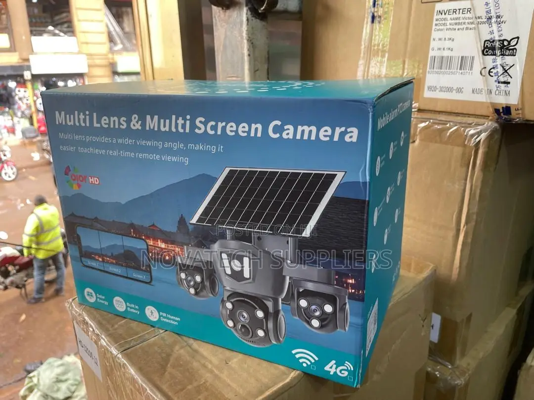 Multi-Lens Solar Security Camera With Triple View Display