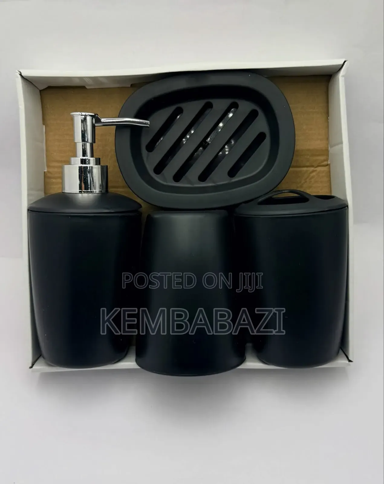 4-Piece Plastic Bathroom Accessories Set.