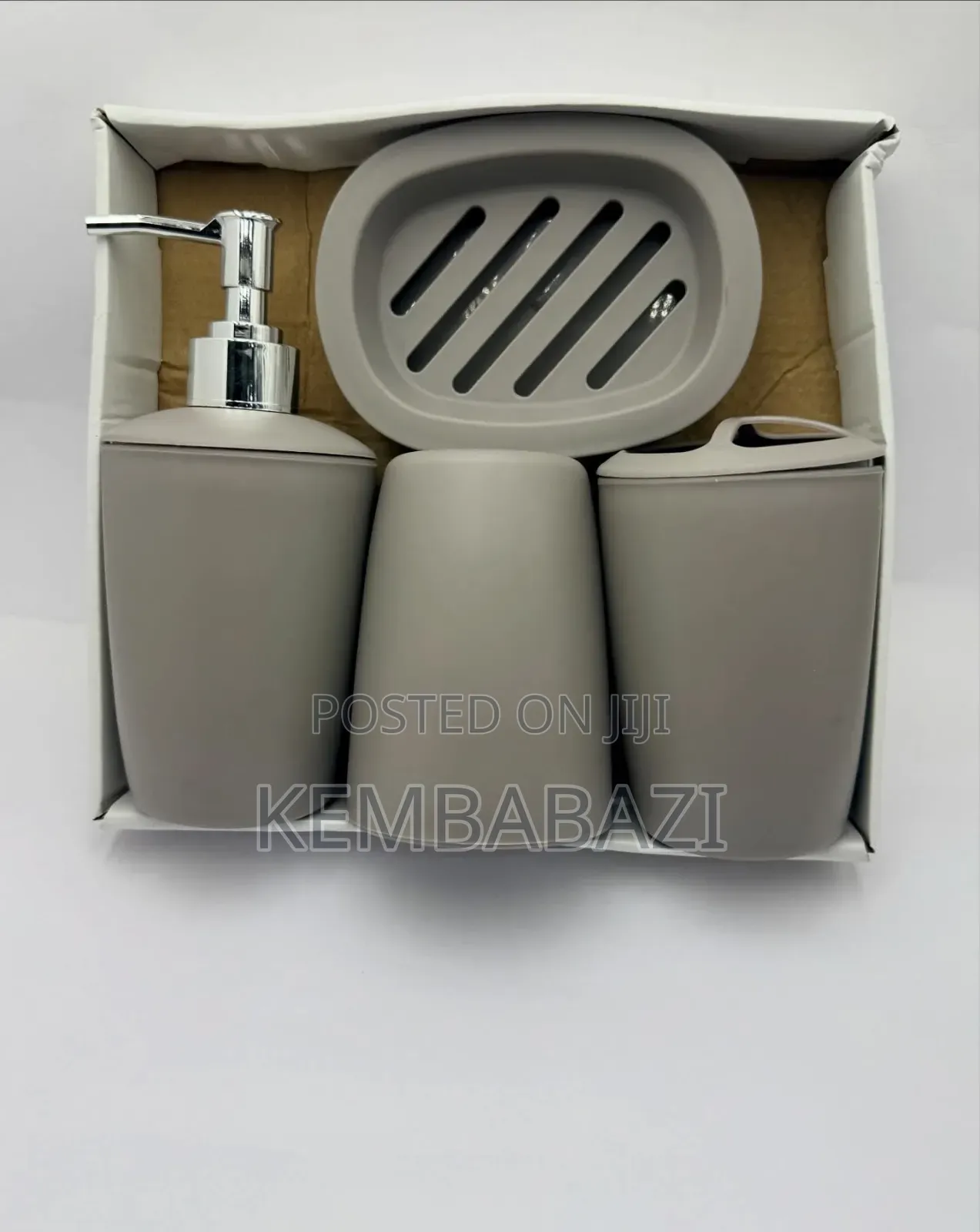 4-Piece Plastic Bathroom Accessories Set.