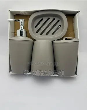 4-Piece Plastic Bathroom Accessories Set.
