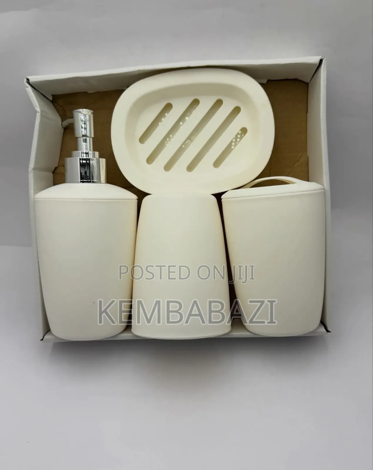 4-Piece Plastic Bathroom Accessories Set.