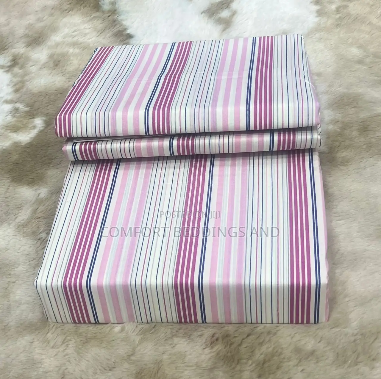 Stripped Cotton Bedsheets Pink 5*6