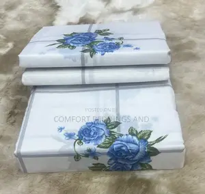 Flowered Cotton Bedsheets Blue 5*6