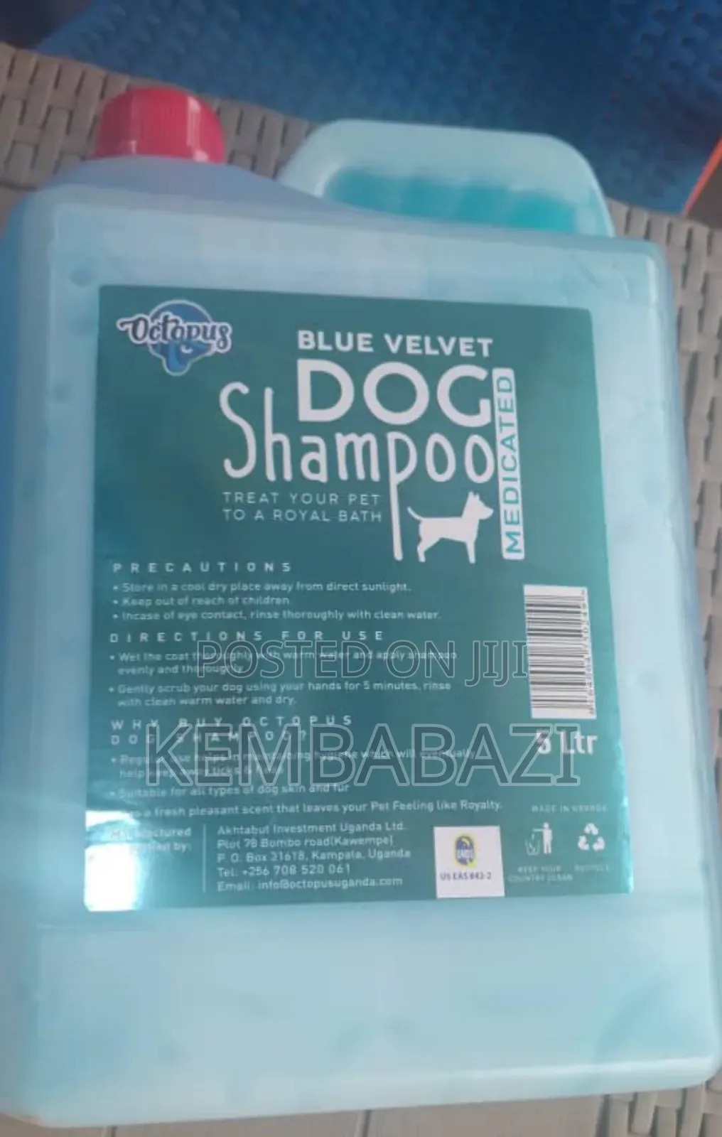 5ltrs Octopus Blue Velvet Dog Shampoo (Medicated)