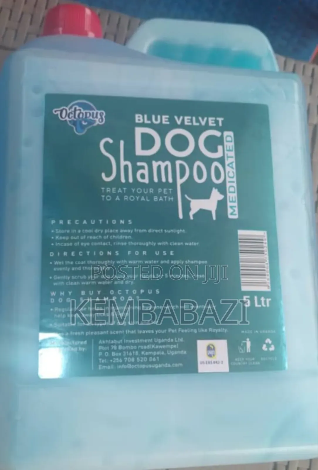 5ltrs Octopus Blue Velvet Dog Shampoo (Medicated)