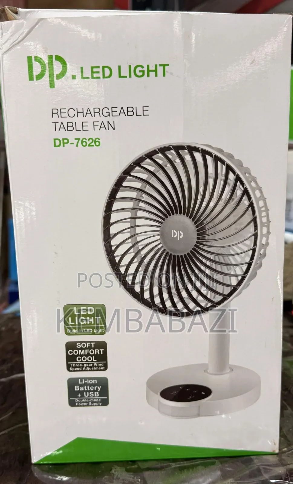 Dp-7626 Rechargeable Table Fan With an Led Light