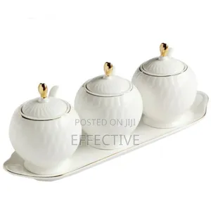 White Ceramic Canister Set.