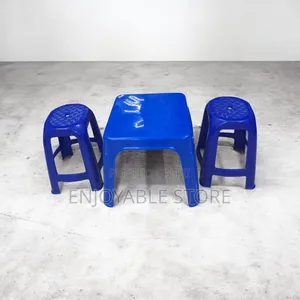 Medium-Sized Plastic Table and 2 Stools