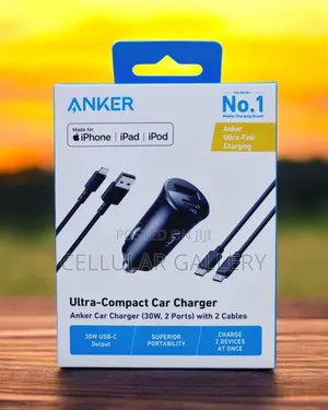 Anker Car Charger (30, 2 Ports) With 2 Cables