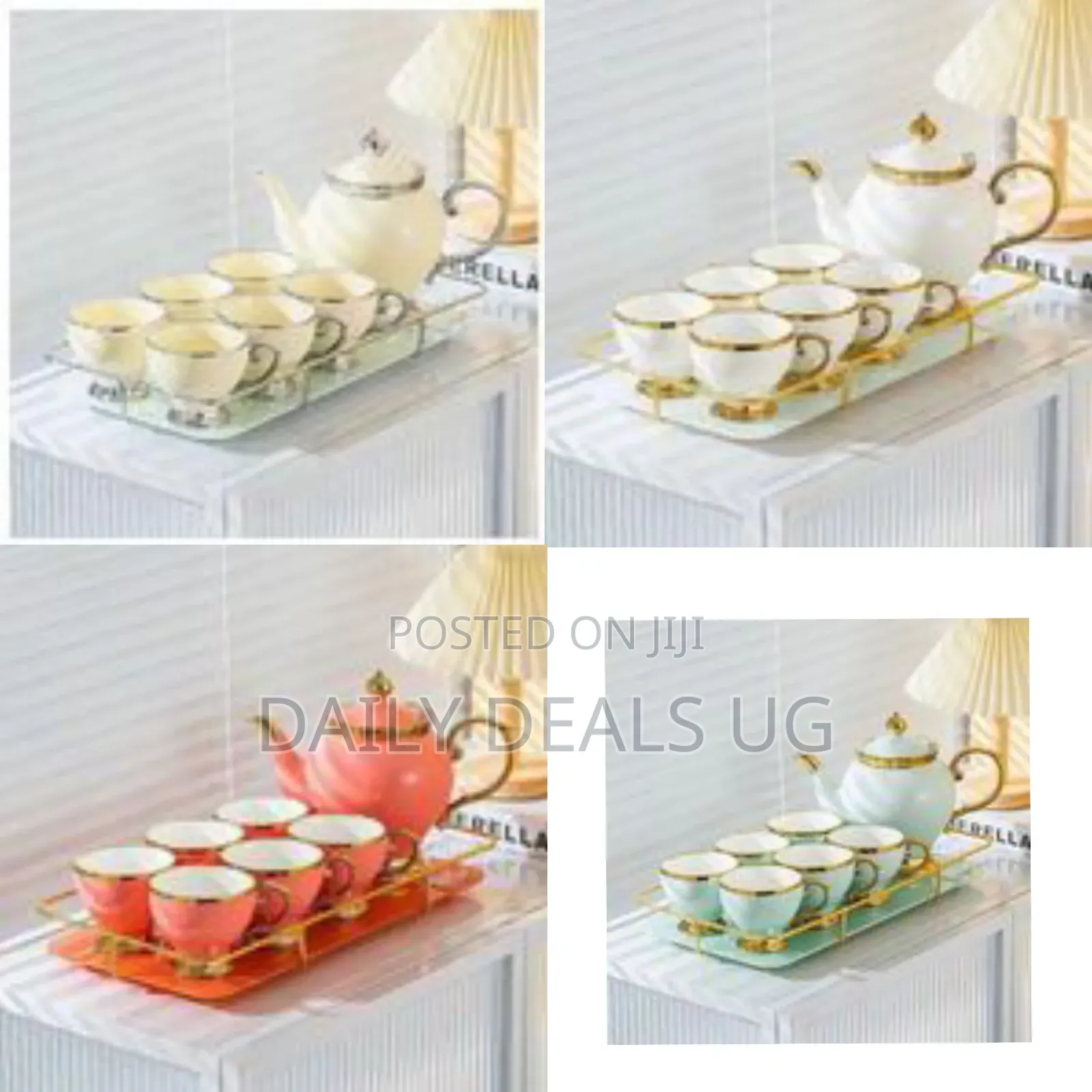 8 Pieces Ceramic Tea Set - Multicolor