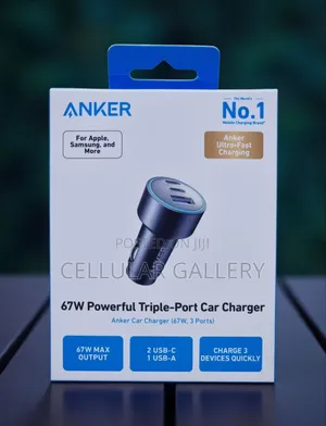 Anker 535 Car Charger (67w, 3 Ports) for Laptops and Phones