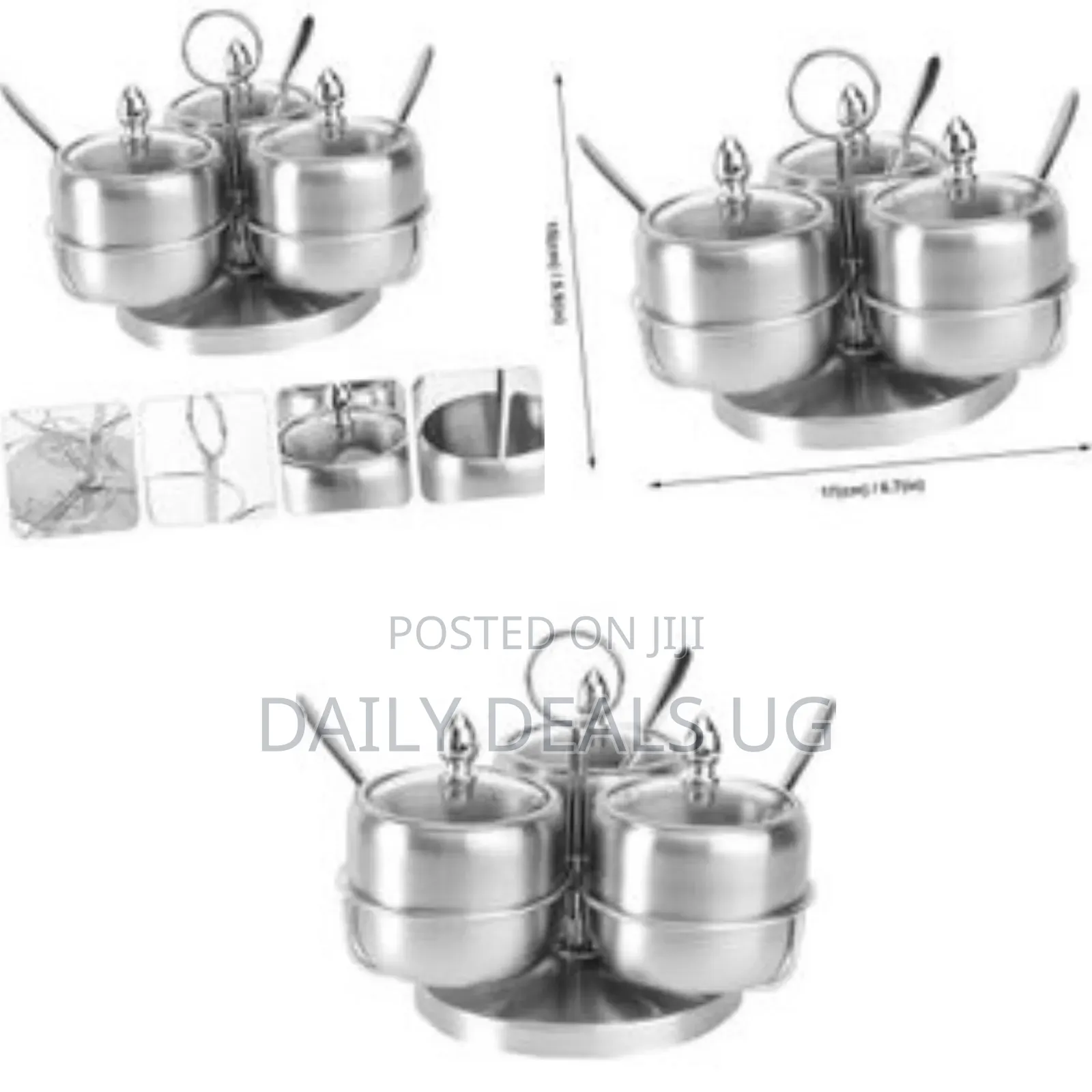 3 Pieces Sugar Bowl Set - Silver