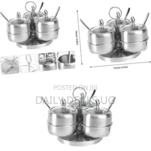 3 Pieces Sugar Bowl Set - Silver
