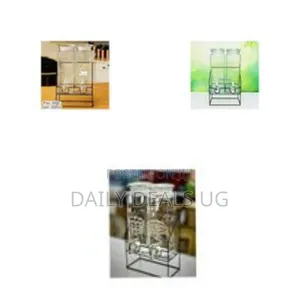 Double Glass Beverage Dispenser Set With Metal Stand - Multicolor