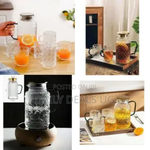 Yiliwi Elegant Glass Beverage Set: Pitcher and Mugs Gift Box