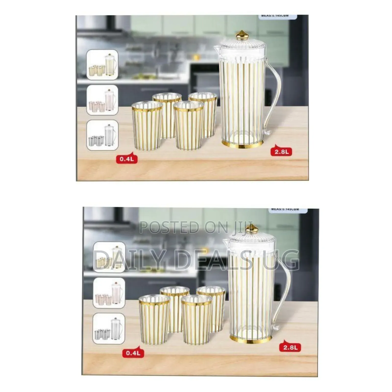 Sophisticated Glass Pitcher and Tumbler Service Set - Multicolor